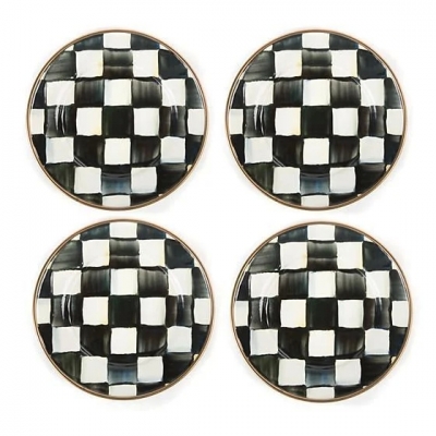 Courtly Check Enamel Appetizer Plates - Set of 4