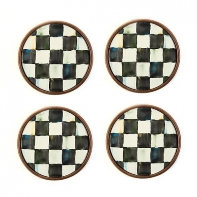 Courtly Check Enamel Coasters - Set of 4