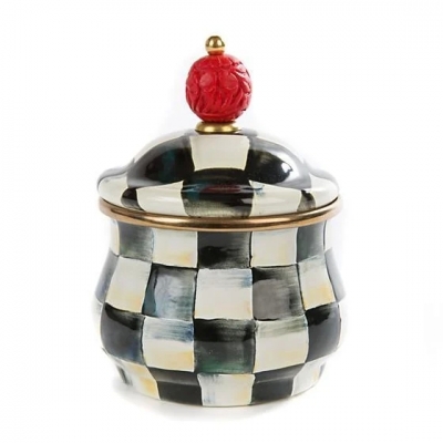 Courtly Check Enamel Lidded Sugar Bowl