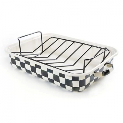 Courtly Check Enamel Roasting Pan with Rack