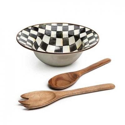 Courtly Check Enamel Salad Serving Set