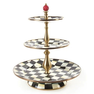 Courtly Check Enamel Three Tier Sweet Stand