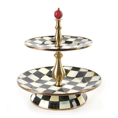 Courtly Check Enamel Two Tier Sweet Stand