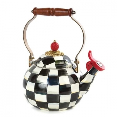 Courtly Check Enamel Whistling Tea Kettle