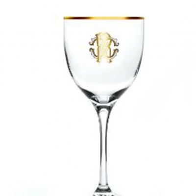 Monogram Gold Altın Dekorlu Kristal Şarap Kadehi