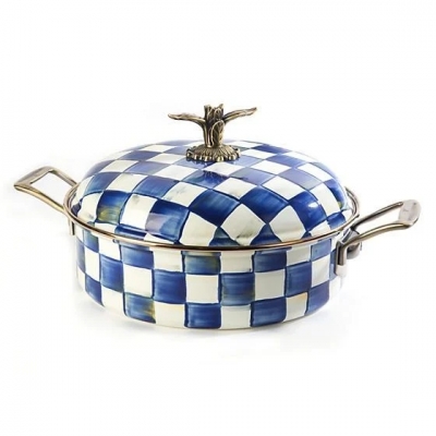 Royal Check Enamel 5 Qt. Casserole