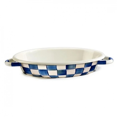 Royal Check Enamel Oval Gratin - Medium