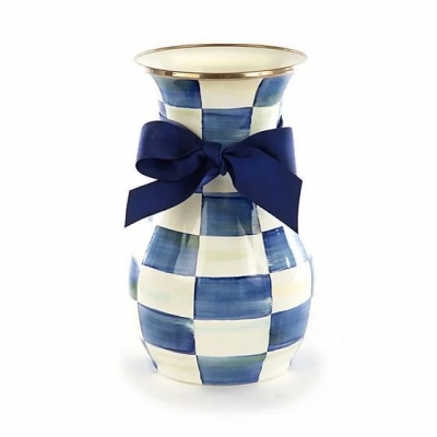 Royal Check Enamel Vase - Tall