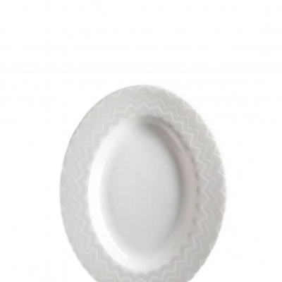 Zig Zag White Beyaz Gri, Oval Servis / Meze Tabağı 23 cm