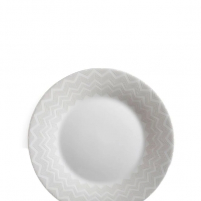 Zig Zag White Beyaz Gri, Pasta Tabağı 21,5 cm