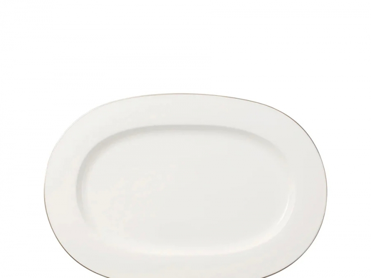 Anmut Beyaz Platin Oval Servis Tabağı 41 Cm