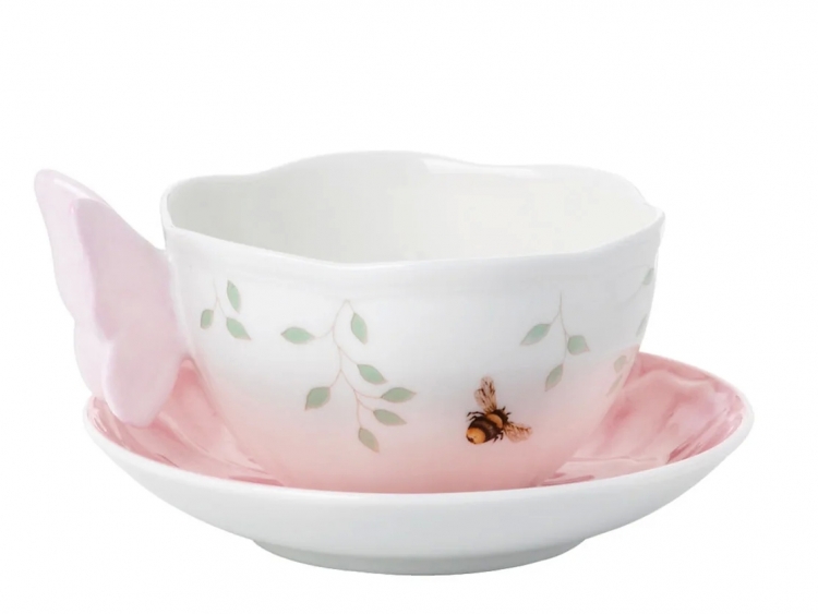 Butterfly Kahve/Çay Fincanı Ve Tabağı, Pembe