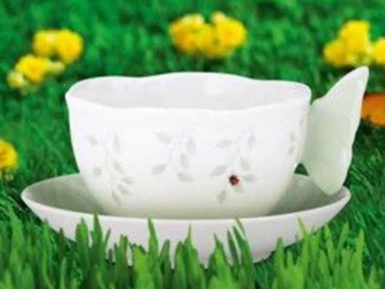 Butterfly Kahve/Çay Fincanı Ve Tabağı, Yeşil