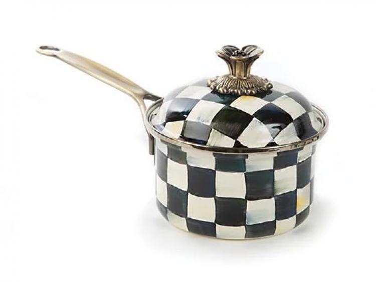 Courtly Check Enamel 1 Qt. Saucepan