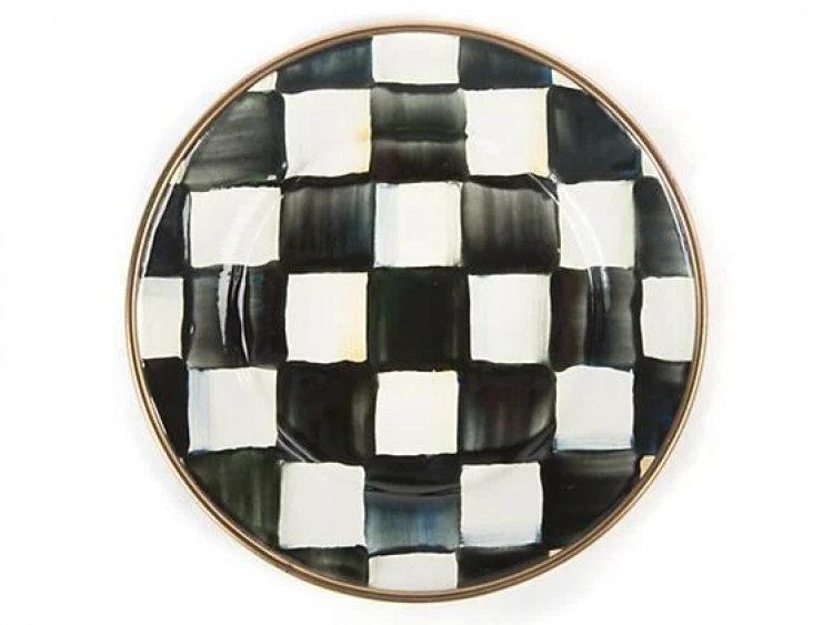 Courtly Check Enamel Appetizer Plates - Set Of 4