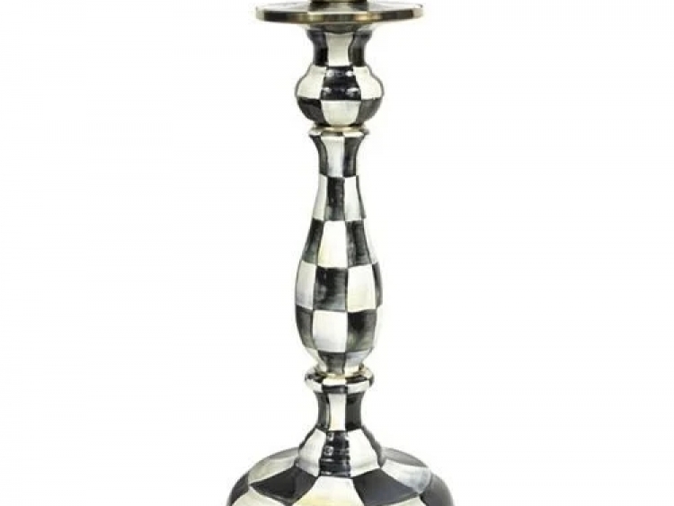 Courtly Check Enamel Candlestick - Large