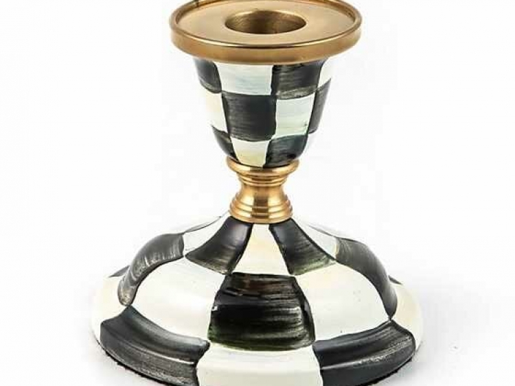 Courtly Check Enamel Candlestick - Short