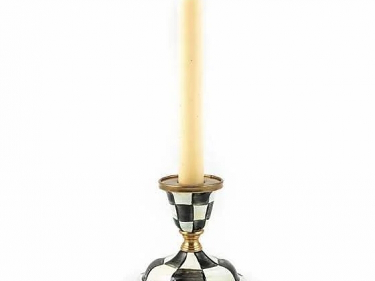 Courtly Check Enamel Candlestick - Short