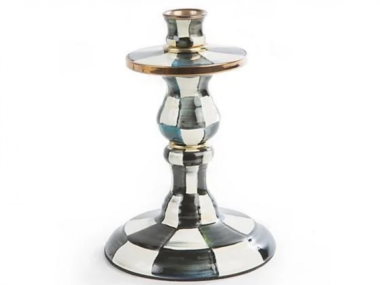 Courtly Check Enamel Candlestick - Small