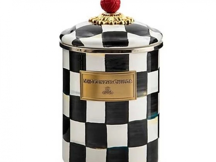 Courtly Check Enamel Canister - Medium