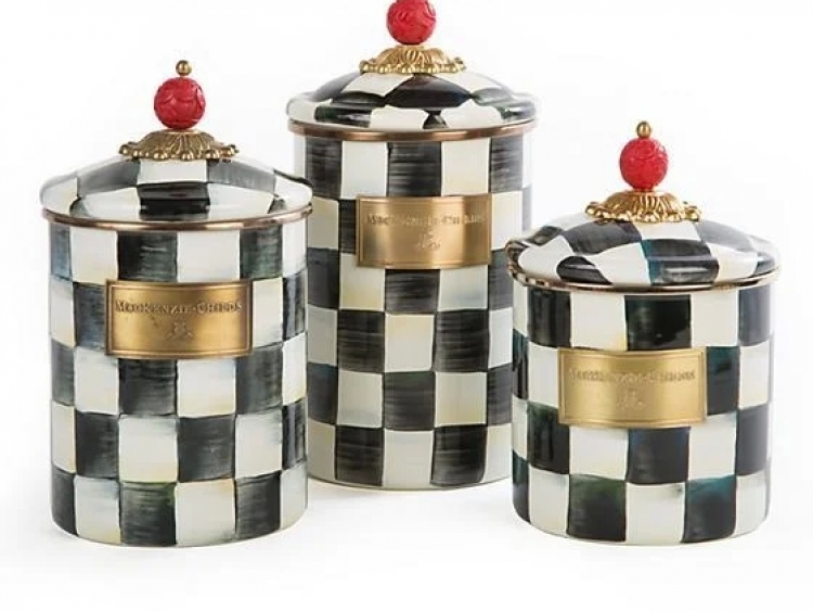 Courtly Check Enamel Canister - Medium