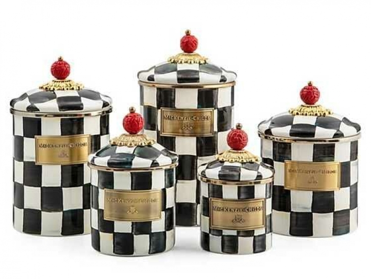 Courtly Check Enamel Canister - Small