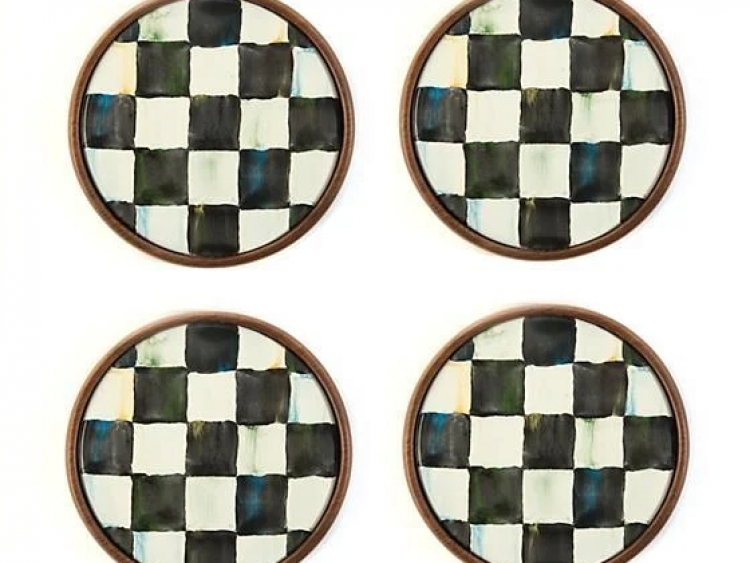 Courtly Check Enamel Coasters - Set Of 4