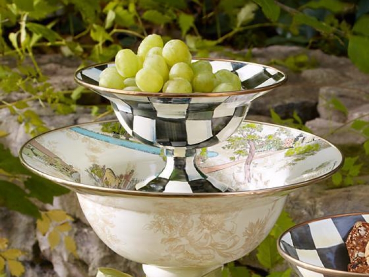 Courtly Check Enamel Compote - Small