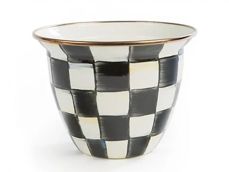 Courtly Check Enamel Flower Pot - Large