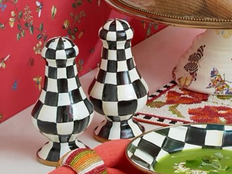 Courtly Check Enamel Large Salt & Pepper Shakers