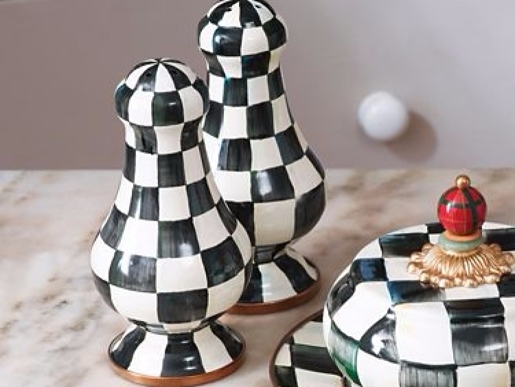 Courtly Check Enamel Large Salt & Pepper Shakers