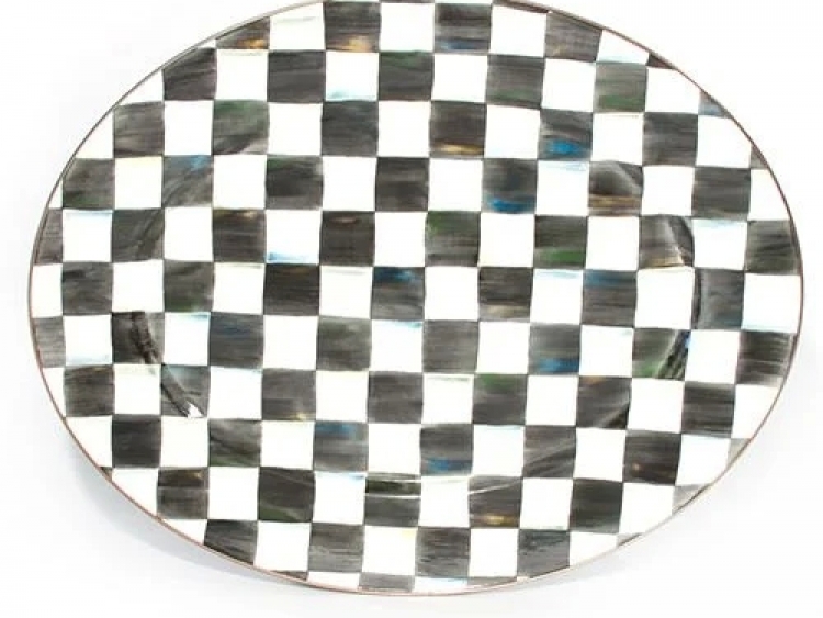 Courtly Check Enamel Oval Platter - Large