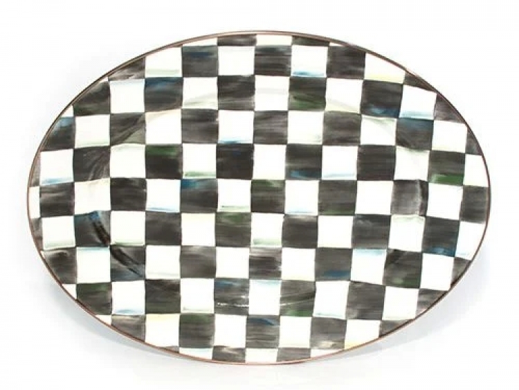 Courtly Check Enamel Oval Platter - Medium