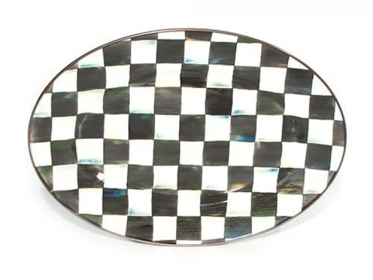 Courtly Check Enamel Oval Platter - Small