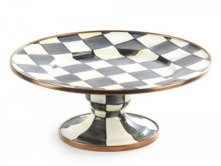 Courtly Check Enamel Pedestal Platter - Mini