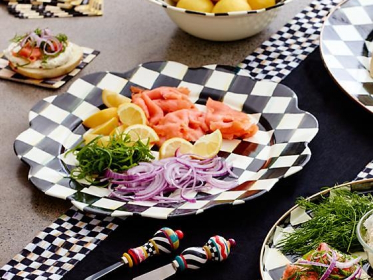 Courtly Check Enamel Petal Platter