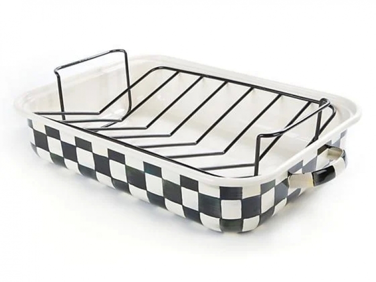 Courtly Check Enamel Roasting Pan With Rack