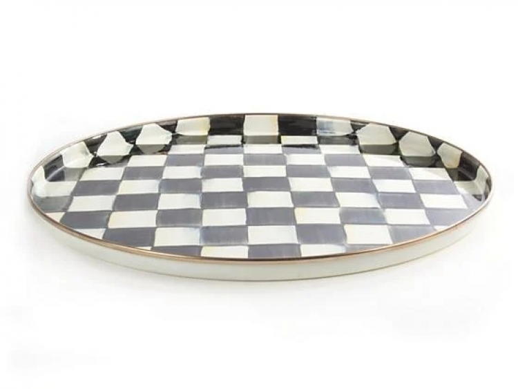 Courtly Check Enamel Round Tray