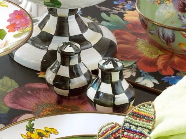 Courtly Check Enamel Salt & Pepper Shakers