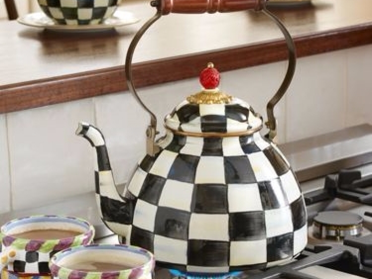 Courtly Check Enamel Tea Kettle - 3 Quart