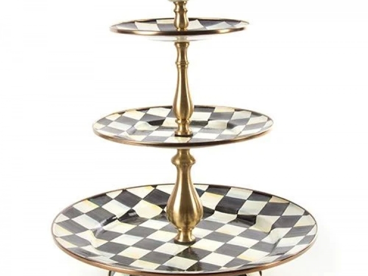 Courtly Check Enamel Three Tier Sweet Stand