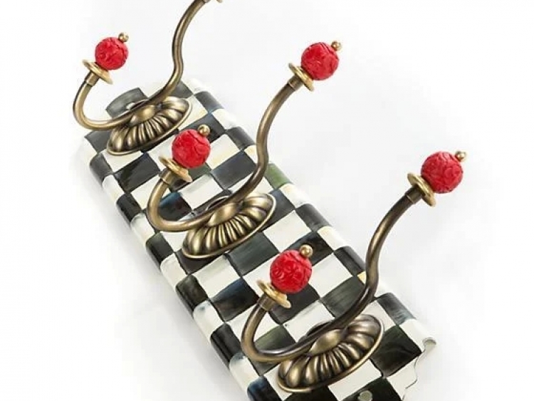 Courtly Check Enamel Triple Wall Hook