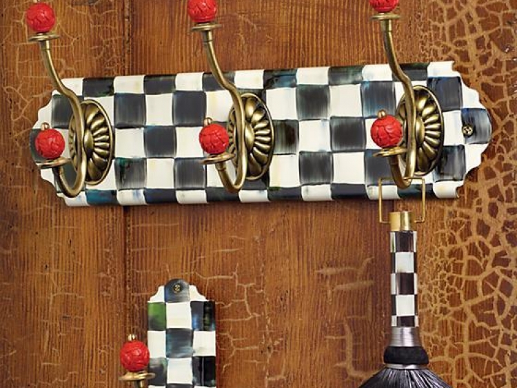 Courtly Check Enamel Triple Wall Hook