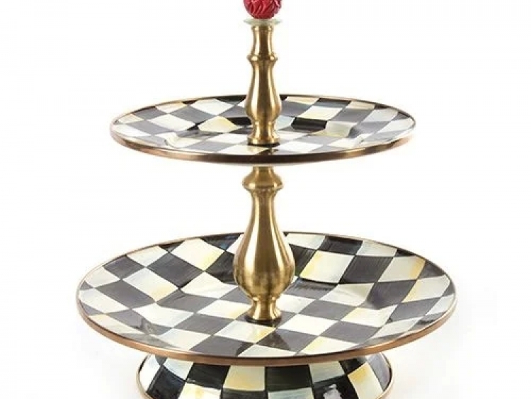 Courtly Check Enamel Two Tier Sweet Stand