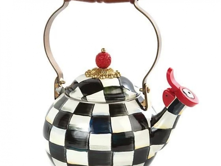 Courtly Check Enamel Whistling Tea Kettle