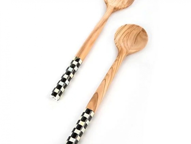 Courtly Check Olivewood Salad Serving Set