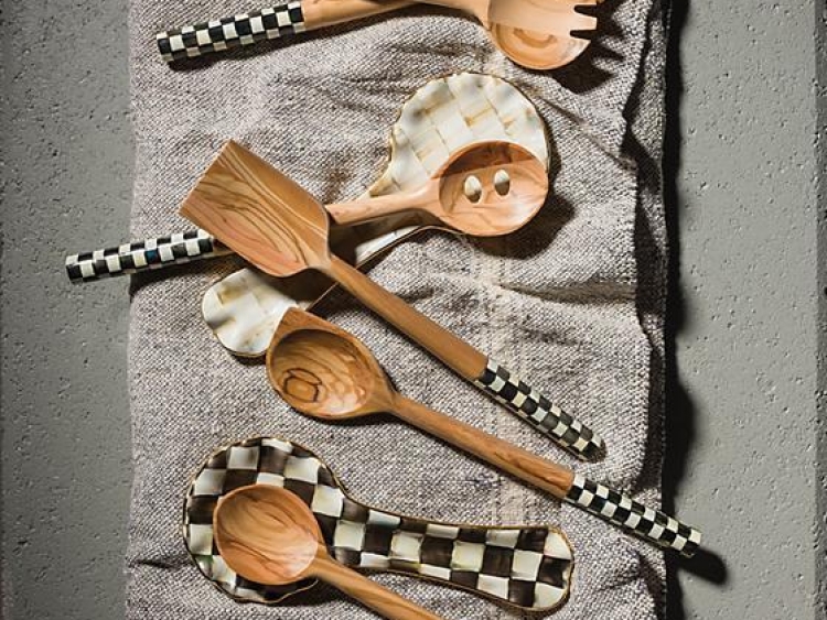 Courtly Check Olivewood Slotted Spoon