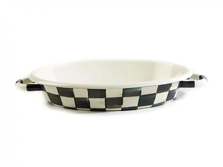 Courtly Check Enamel Oval Gratin Dish - Medium