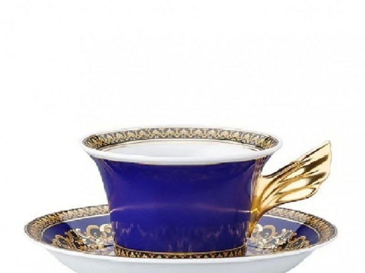 Medusa Blue Tabaklı Çay Fincanı 25.Yıl