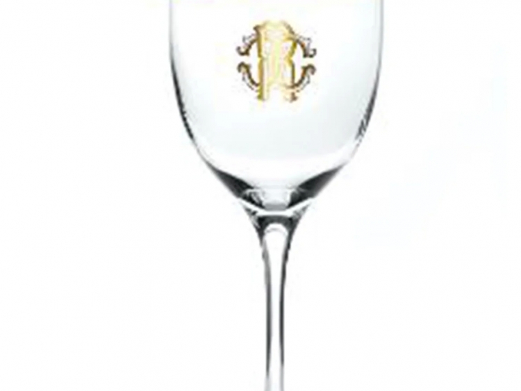 Monogram Gold Altın Dekorlu Kristal Şarap Kadehi